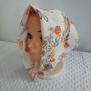 Vintage Mod Gogo Floral Driving Scarf Neck Scarf Bandana Polyester Made In USA